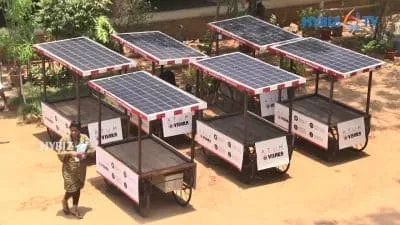 Visaka Industries donated solar pushcarts vegetable vendors 